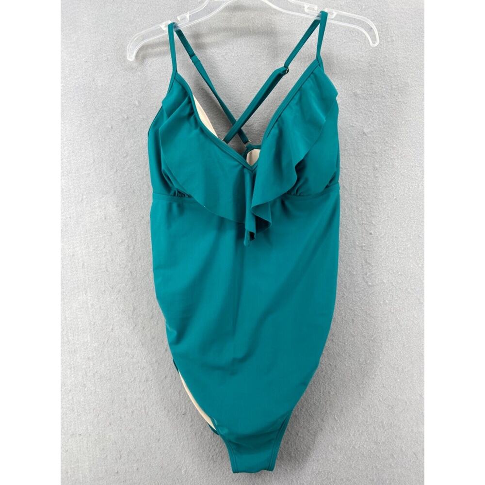 Isabel Maternity Swimsuit Sz XL‎ Green One Piece Padded Lined Comfort Adjustable